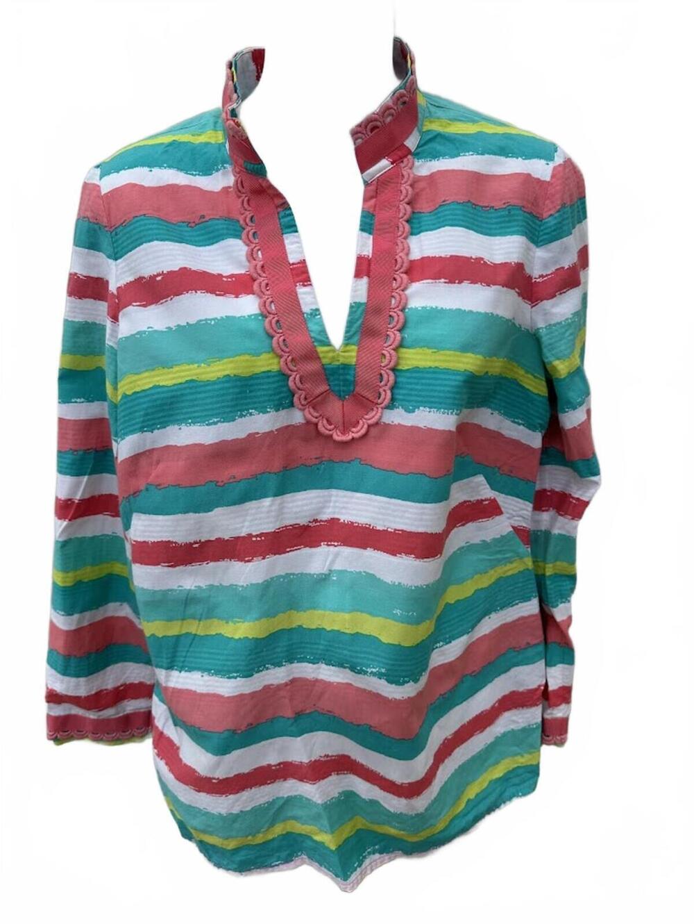 Vineyard Vines Stripe Tunic Top Silk Blend S